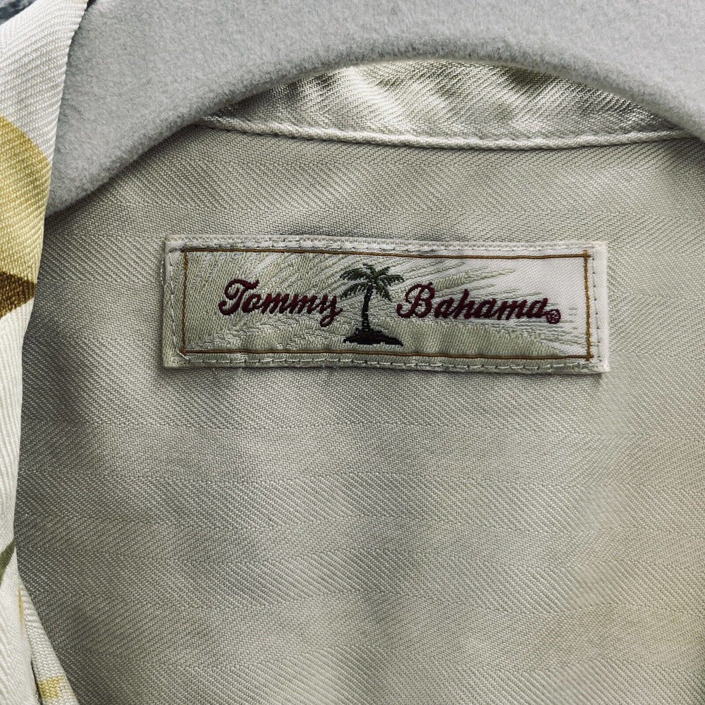 Tommy Bahama Shirt Cream Silk Tropical Botanic Short Sleeve Button Up - Picture 3 of 9